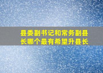 县委副书记和常务副县长哪个最有希望升县长