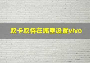 双卡双待在哪里设置vivo