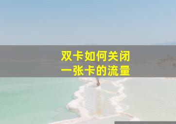 双卡如何关闭一张卡的流量