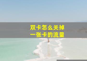 双卡怎么关掉一张卡的流量