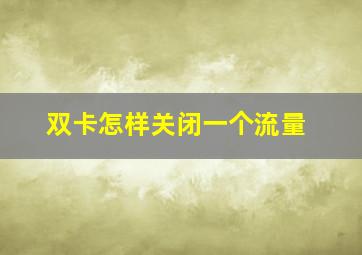 双卡怎样关闭一个流量