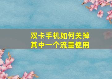 双卡手机如何关掉其中一个流量使用