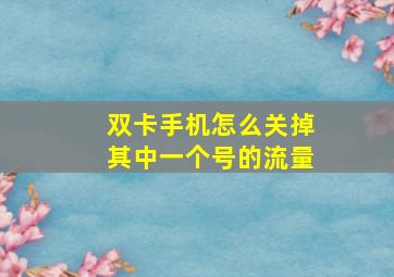 双卡手机怎么关掉其中一个号的流量