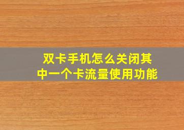 双卡手机怎么关闭其中一个卡流量使用功能