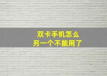 双卡手机怎么另一个不能用了