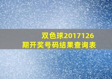 双色球2017126期开奖号码结果查询表