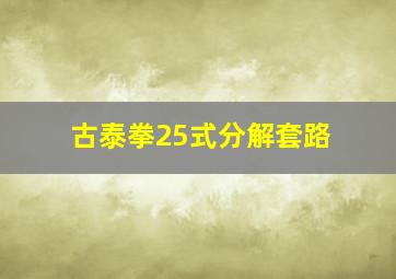 古泰拳25式分解套路