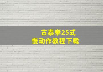 古泰拳25式慢动作教程下载