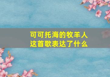 可可托海的牧羊人这首歌表达了什么