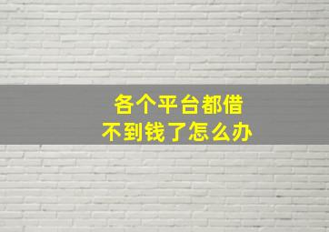 各个平台都借不到钱了怎么办