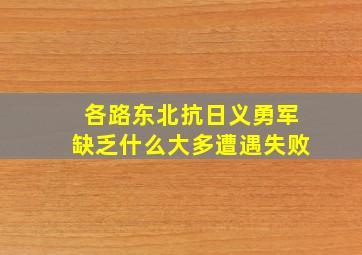 各路东北抗日义勇军缺乏什么大多遭遇失败