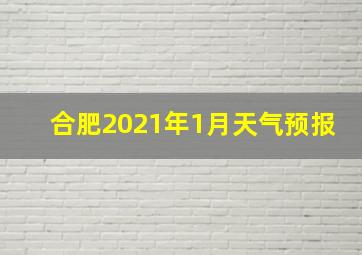 合肥2021年1月天气预报