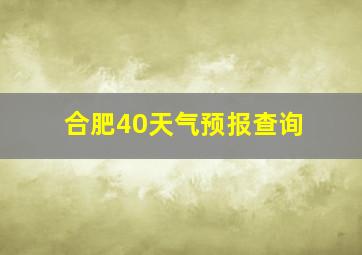 合肥40天气预报查询