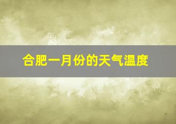 合肥一月份的天气温度