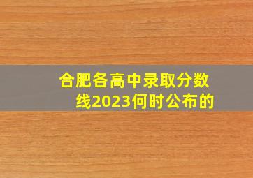 合肥各高中录取分数线2023何时公布的