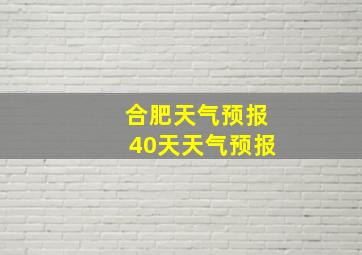 合肥天气预报40天天气预报