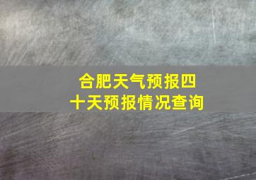 合肥天气预报四十天预报情况查询