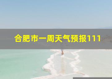 合肥市一周天气预报111