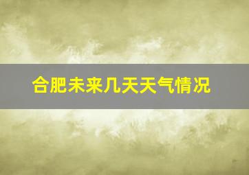 合肥未来几天天气情况