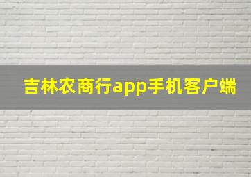 吉林农商行app手机客户端