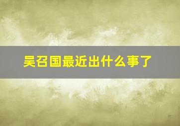 吴召国最近出什么事了