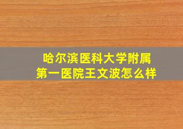 哈尔滨医科大学附属第一医院王文波怎么样