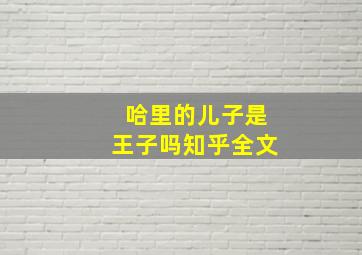 哈里的儿子是王子吗知乎全文