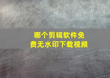 哪个剪辑软件免费无水印下载视频