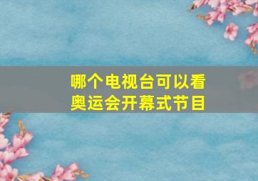 哪个电视台可以看奥运会开幕式节目