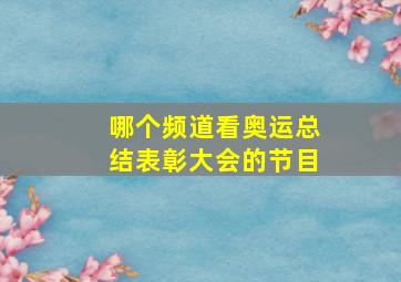 哪个频道看奥运总结表彰大会的节目