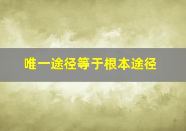 唯一途径等于根本途径