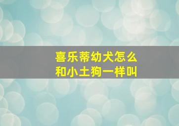 喜乐蒂幼犬怎么和小土狗一样叫