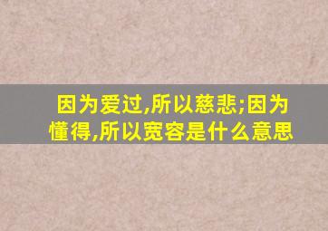 因为爱过,所以慈悲;因为懂得,所以宽容是什么意思