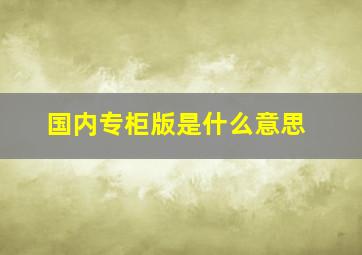 国内专柜版是什么意思