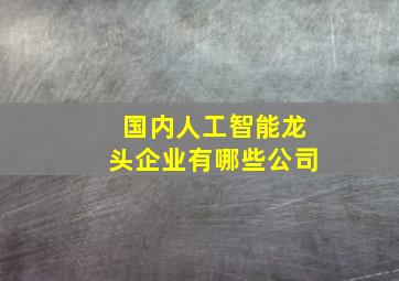 国内人工智能龙头企业有哪些公司