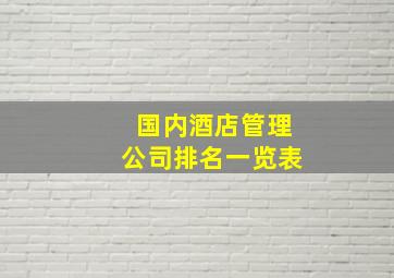 国内酒店管理公司排名一览表