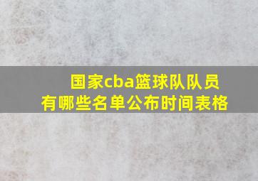 国家cba篮球队队员有哪些名单公布时间表格