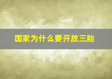 国家为什么要开放三胎