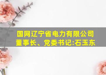 国网辽宁省电力有限公司董事长、党委书记:石玉东