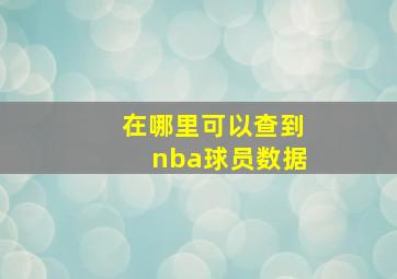 在哪里可以查到nba球员数据