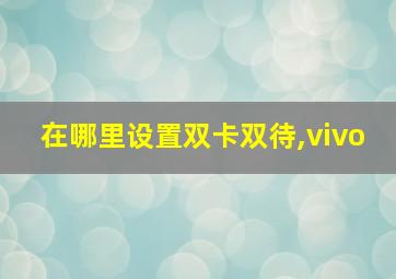 在哪里设置双卡双待,vivo