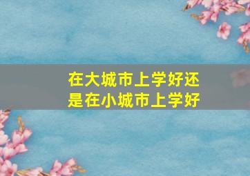 在大城市上学好还是在小城市上学好