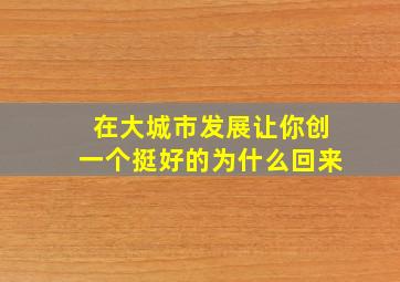 在大城市发展让你创一个挺好的为什么回来