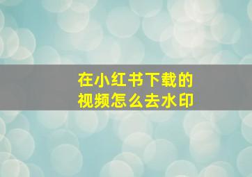 在小红书下载的视频怎么去水印