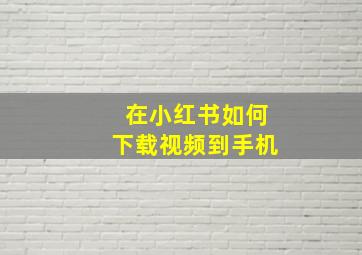 在小红书如何下载视频到手机