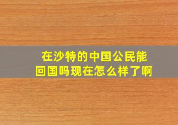 在沙特的中国公民能回国吗现在怎么样了啊