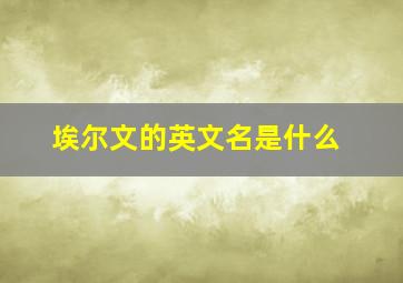 埃尔文的英文名是什么