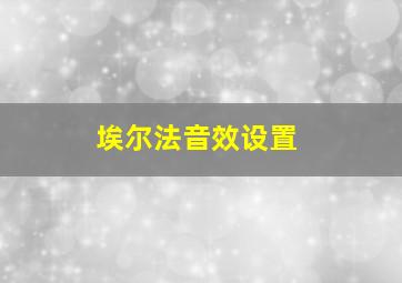 埃尔法音效设置