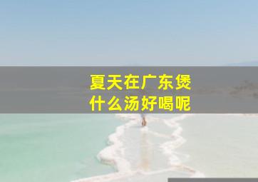 夏天在广东煲什么汤好喝呢