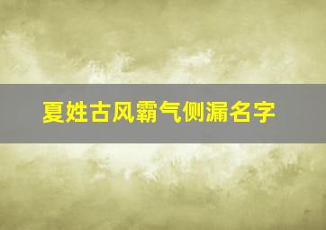 夏姓古风霸气侧漏名字